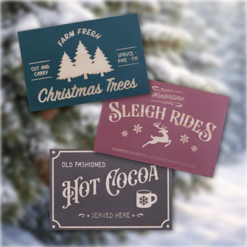 wooden decor - winter signs