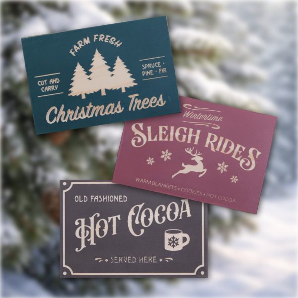wooden decor - winter signs